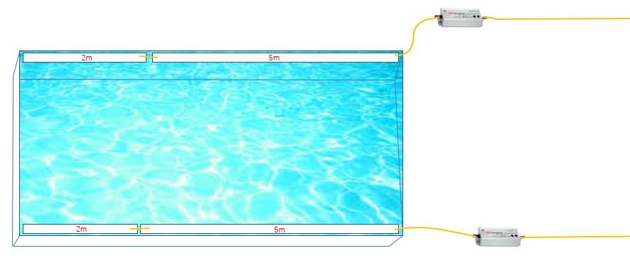 水盤（5m×2本,2m×2本テープライト2系統）