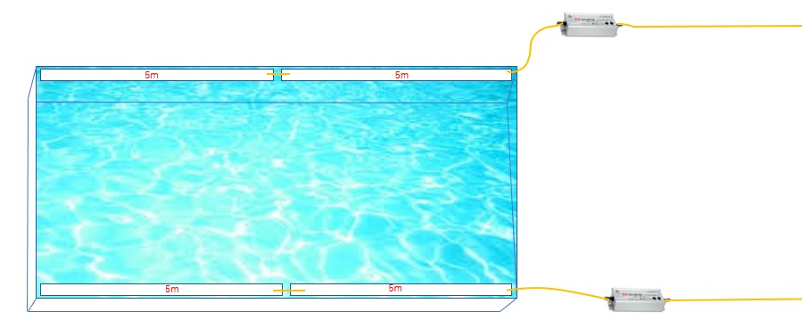 水盤（5m×4本テープライト2系統）