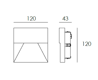 5Wスクエア型埋込型ブラケットライト Cタイプ画像