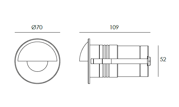 5Wラウンド型埋込型ブラケットライト画像